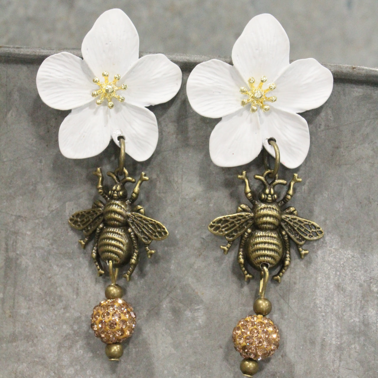 Power In The Flower Dazzling Bee Dangle Earrings