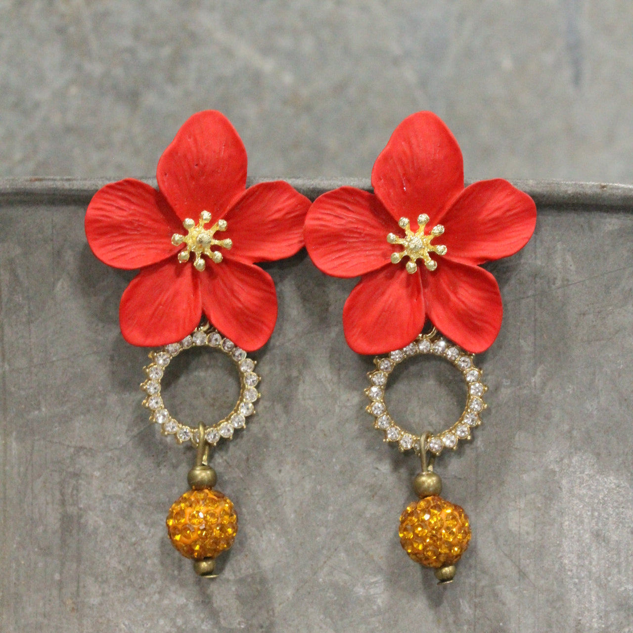 Rooster Crowing Dangle Earrings