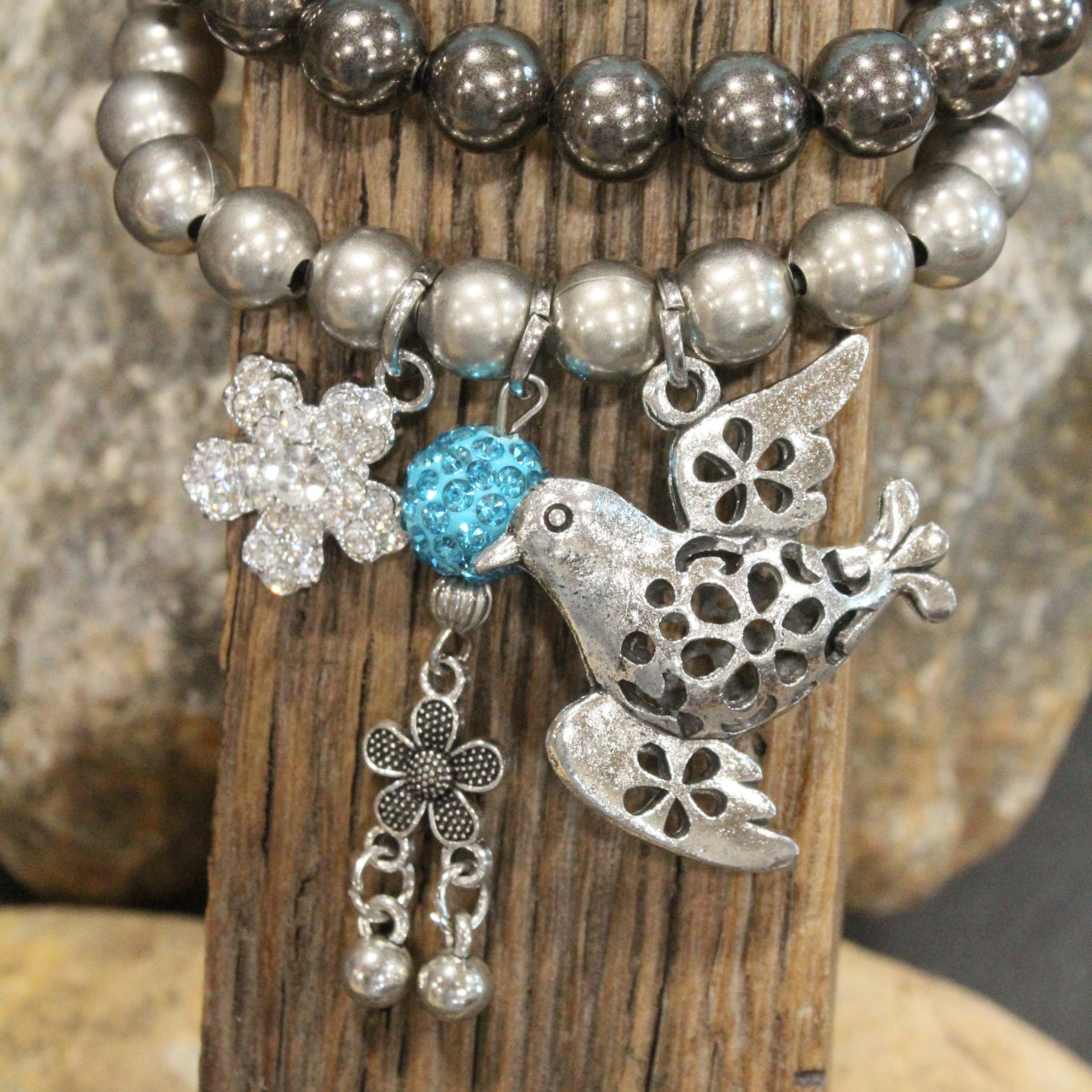 Wings Spread Baby Blue Bird Bracelet Set