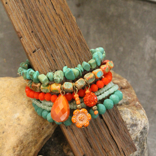 Mixed Stones & Glass Sass Bracelet Set