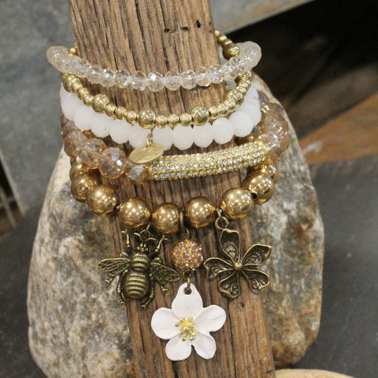Power In The Flower Dazzling Bee Bracelet Set