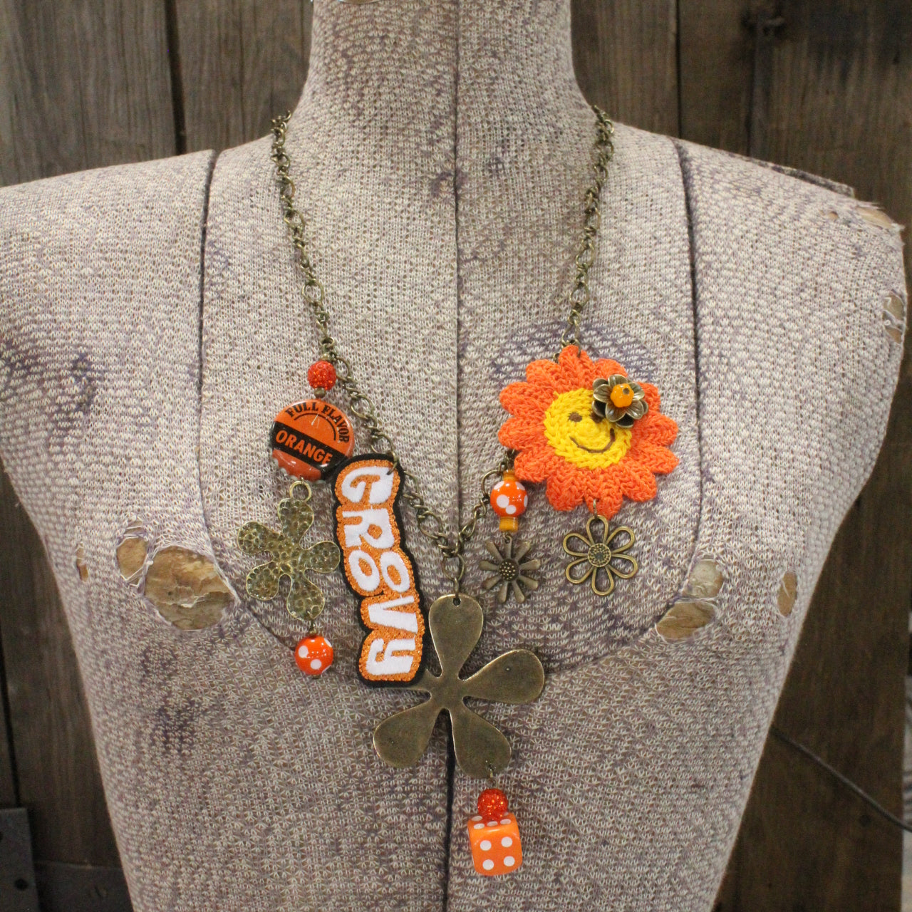 Groovy Dude Orange Charm’d Necklace