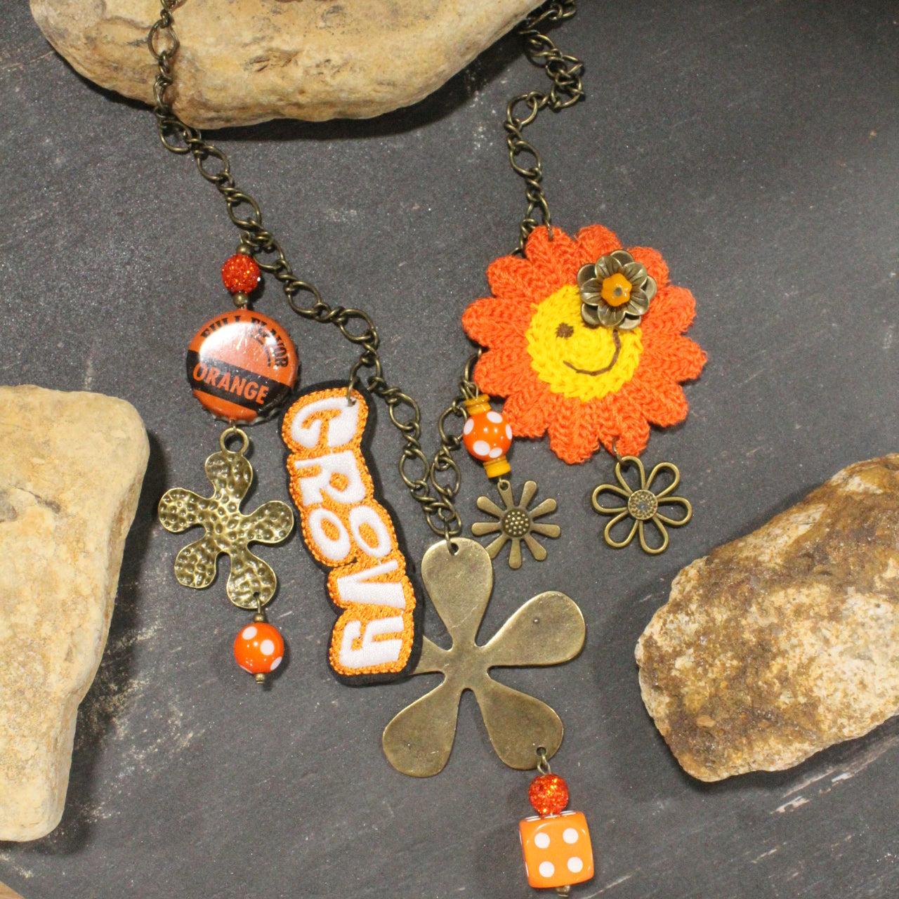 Groovy Dude Orange Charm’d Necklace