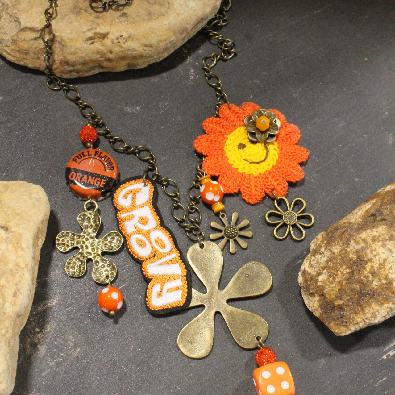 Groovy Dude Orange Charm’d Necklace