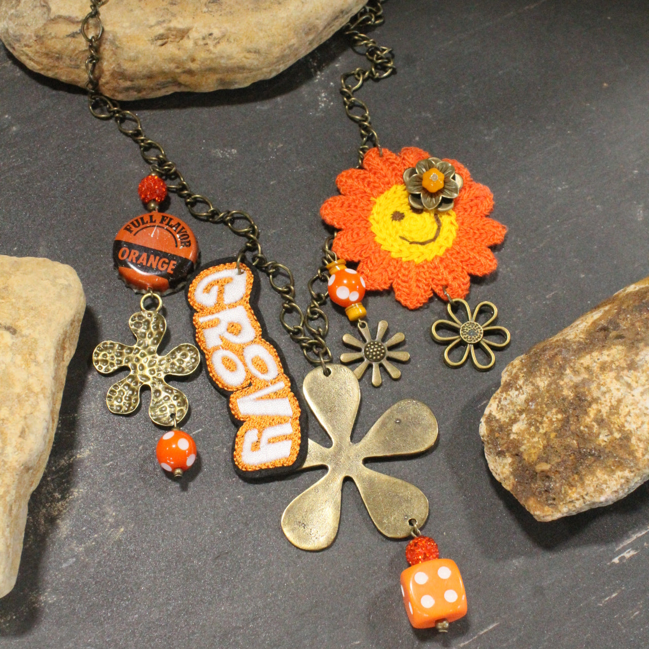 Groovy Dude Orange Charm’d Necklace
