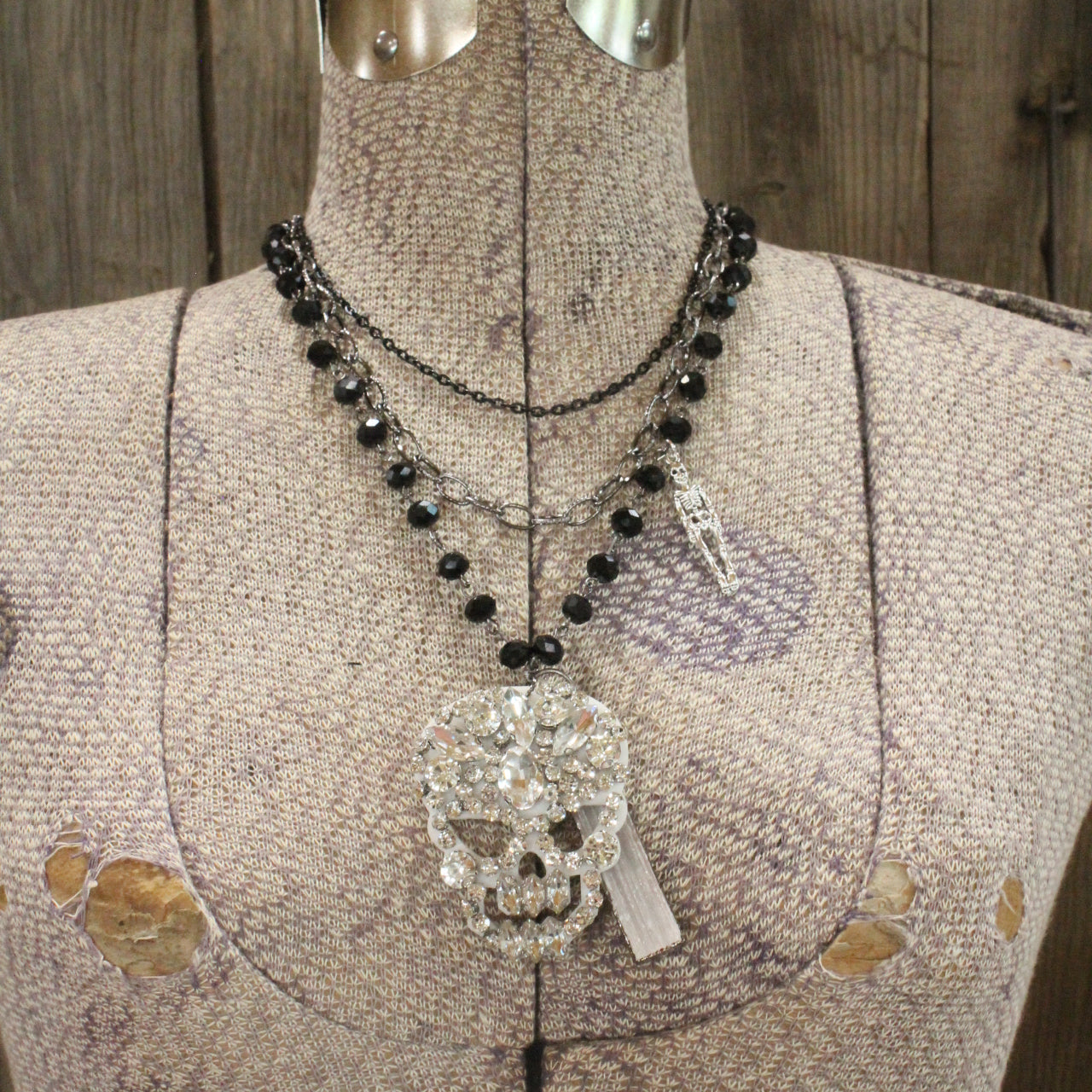 Funny Bones Silver Layered Necklace