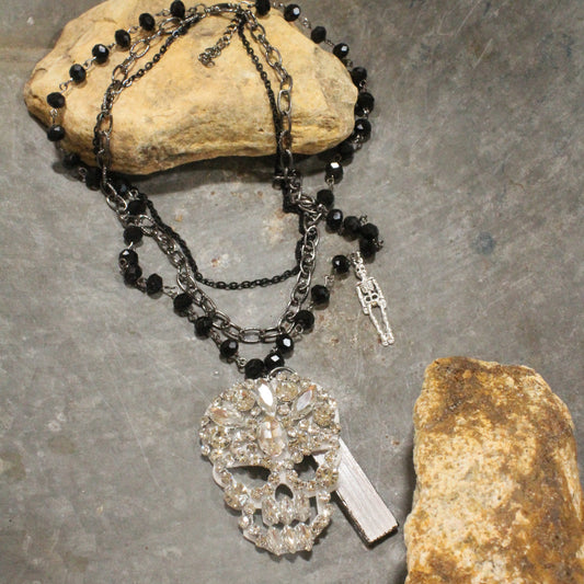 Funny Bones Silver Layered Necklace