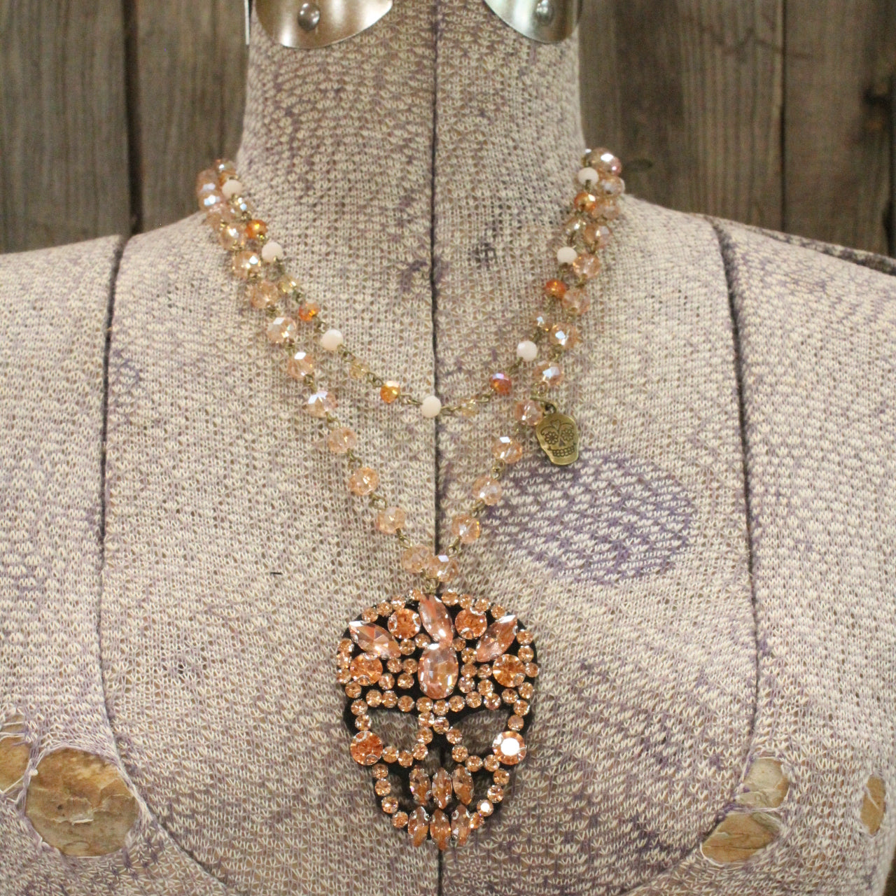 Funny Bones Peach Layered Necklace