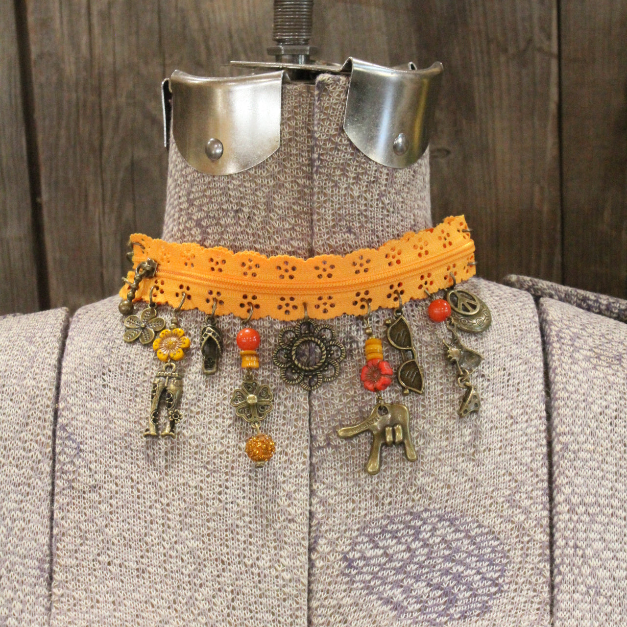 All Choked Up Orange Peace Out Necklace