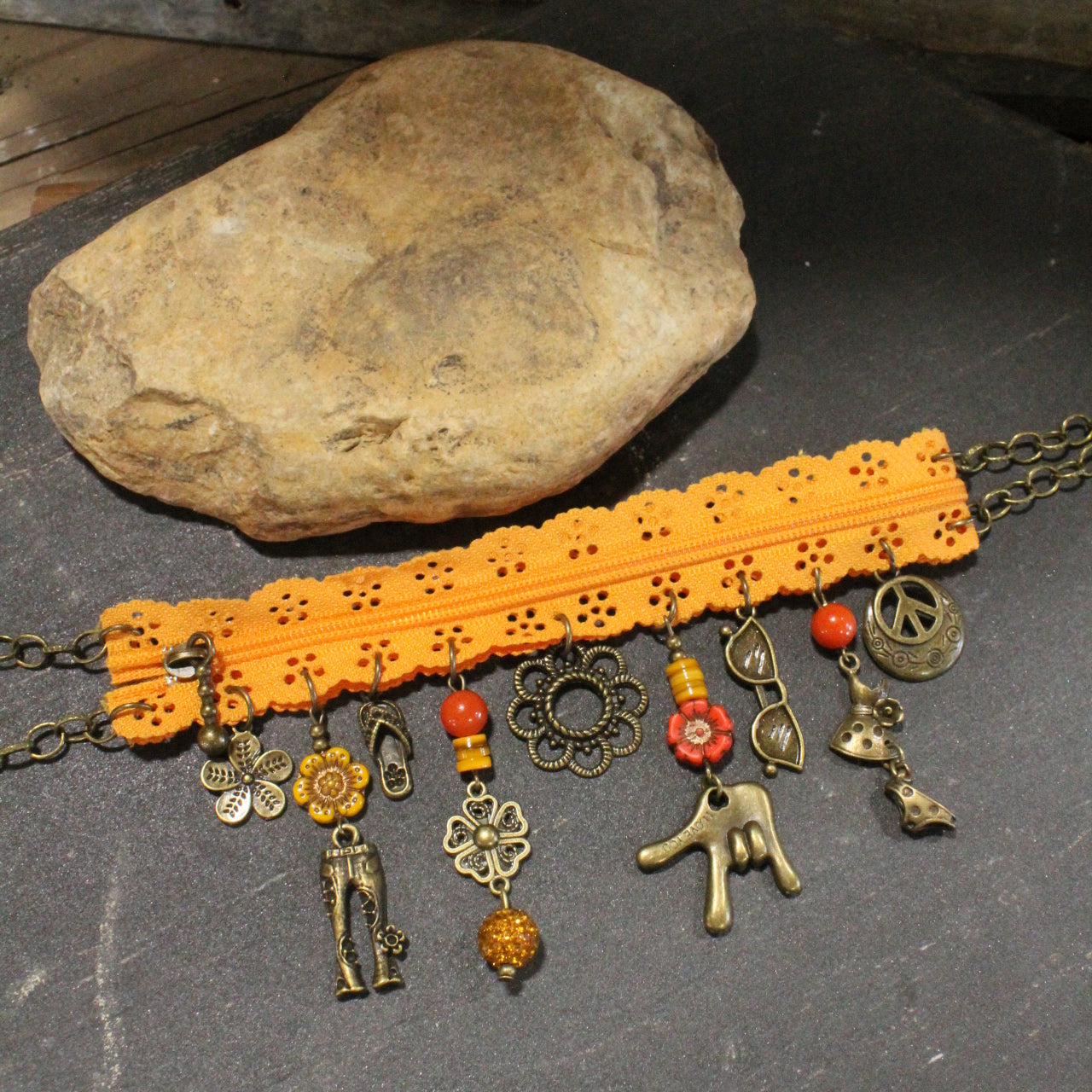 All Choked Up Orange Peace Out Necklace