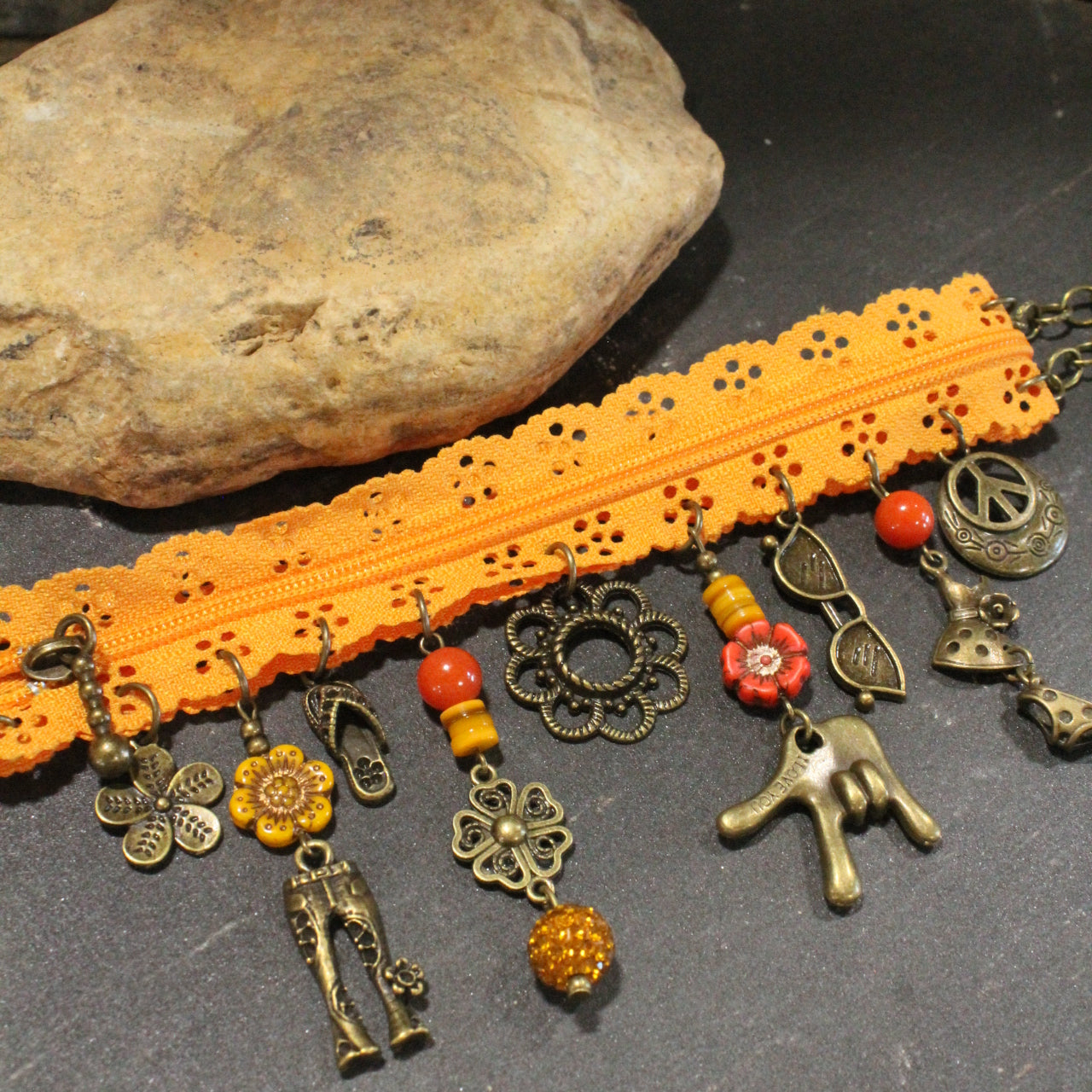 All Choked Up Orange Peace Out Necklace
