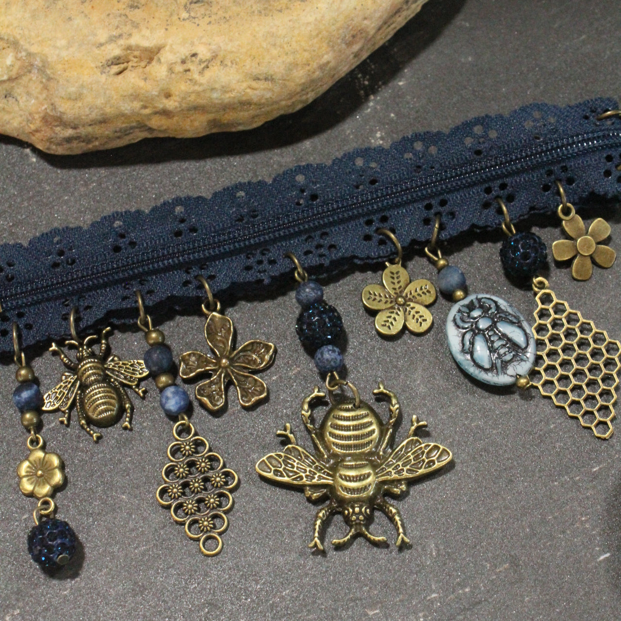 All Choked Up Bumble Bee Blue Necklace