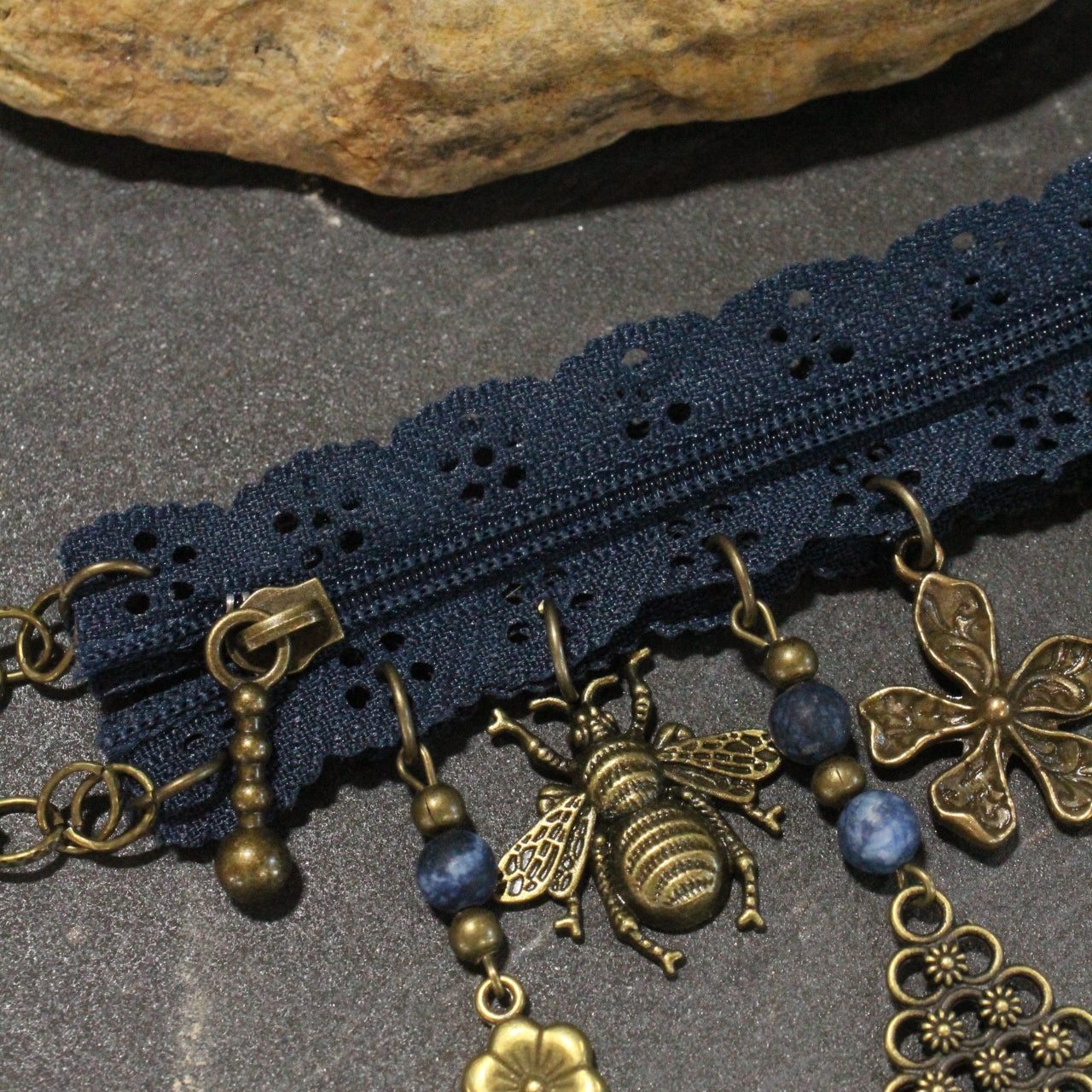 All Choked Up Bumble Bee Blue Necklace