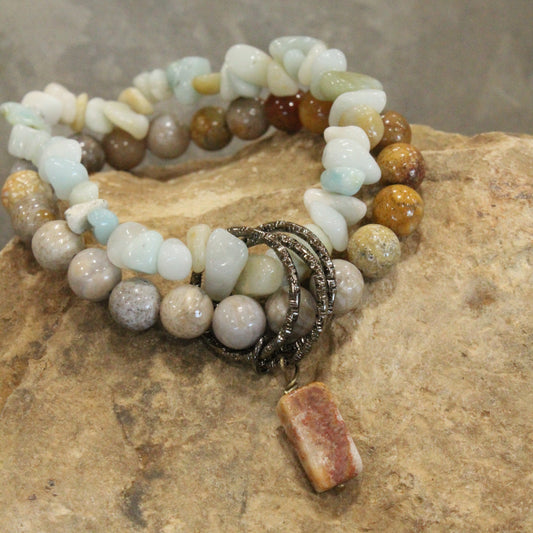 Bohemian Stone & Link Bracelet Set