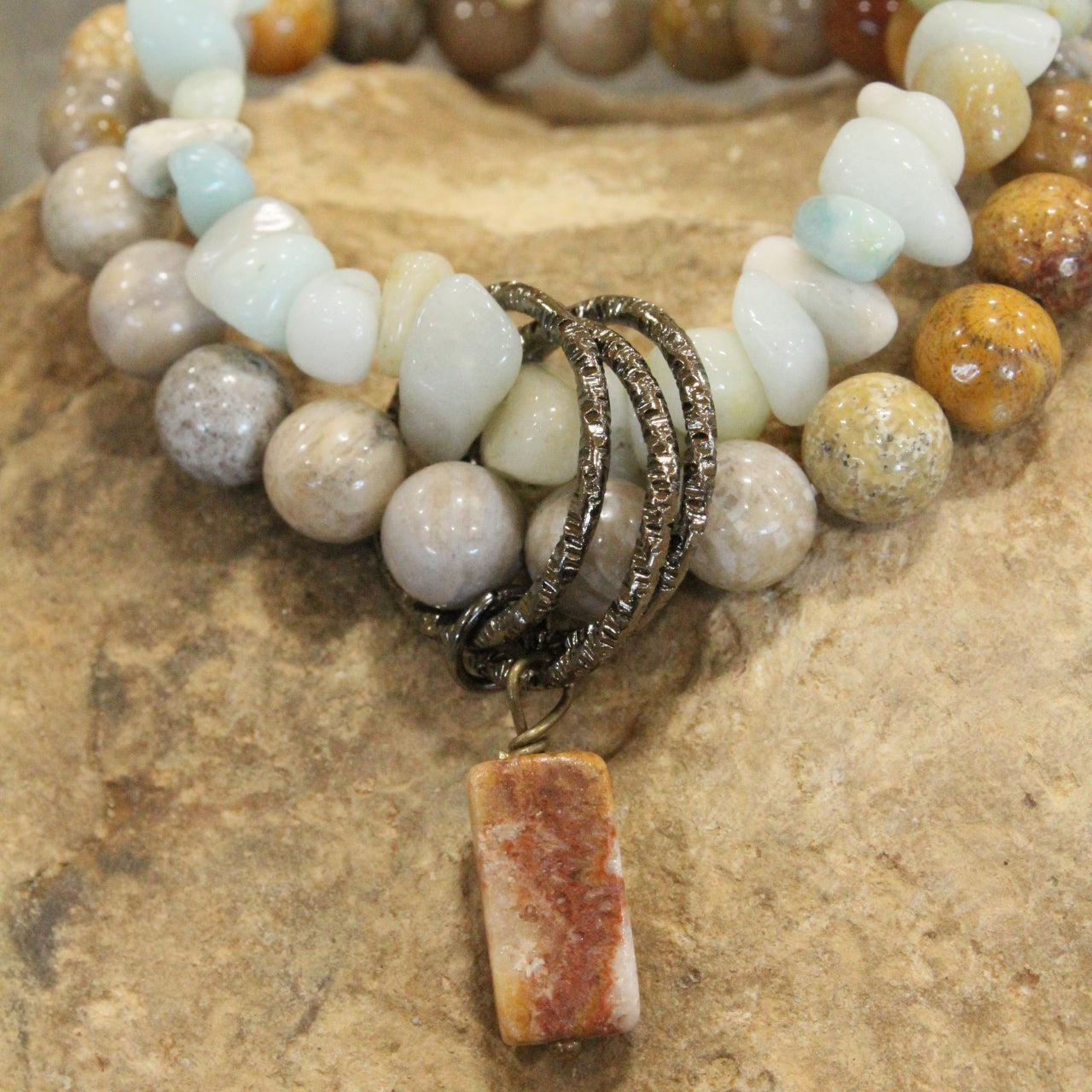 Bohemian Stone & Link Bracelet Set