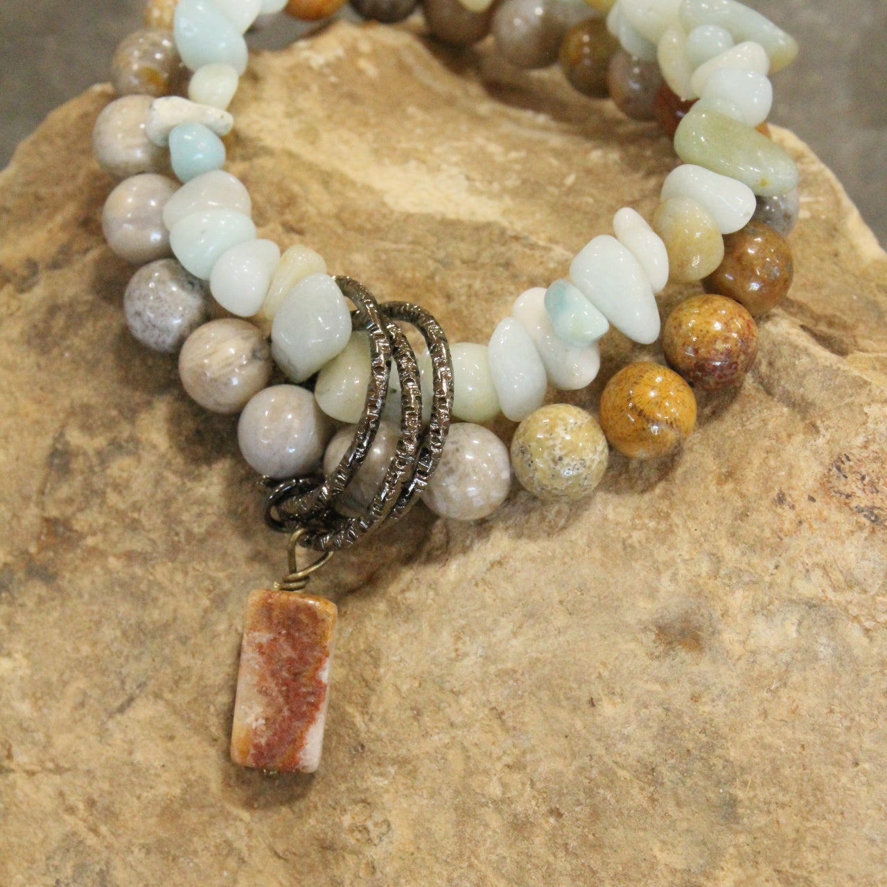 Bohemian Stone & Link Bracelet Set