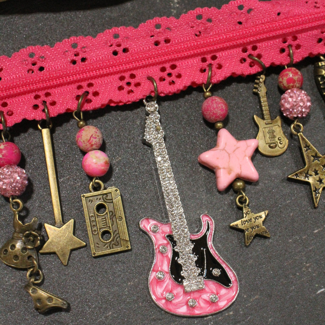All Choked Up Raspberry Rock On Necklace