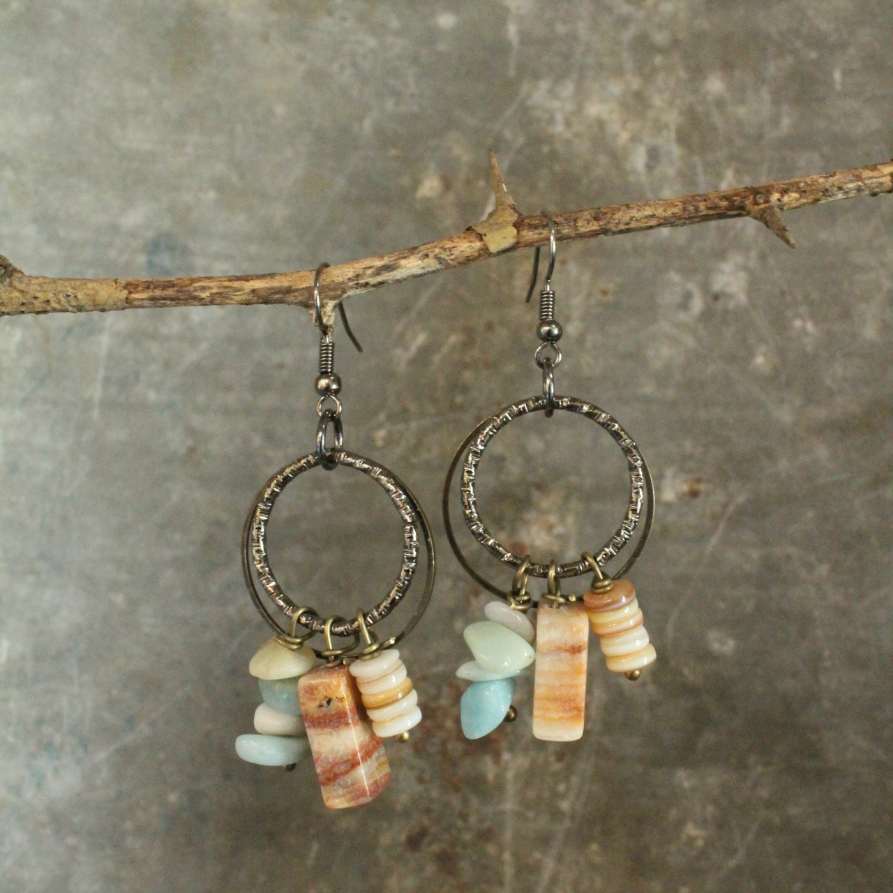 Bohemian Stone & Link Earrings