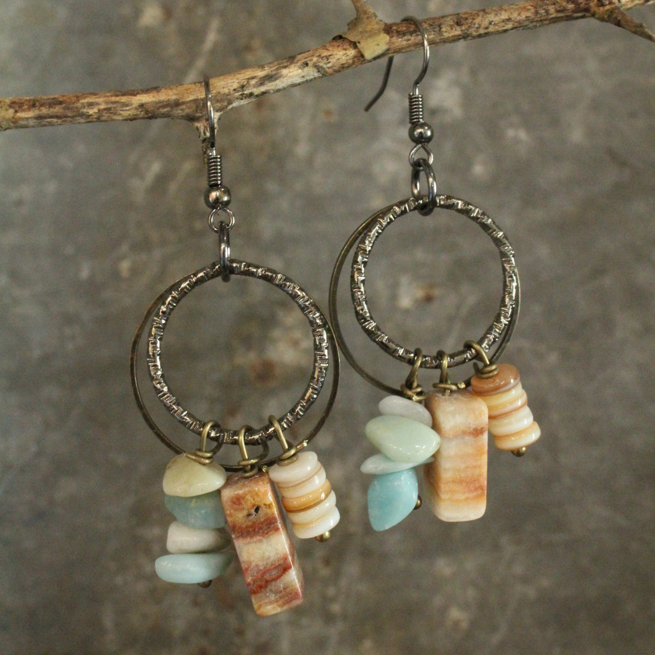 Bohemian Stone & Link Earrings