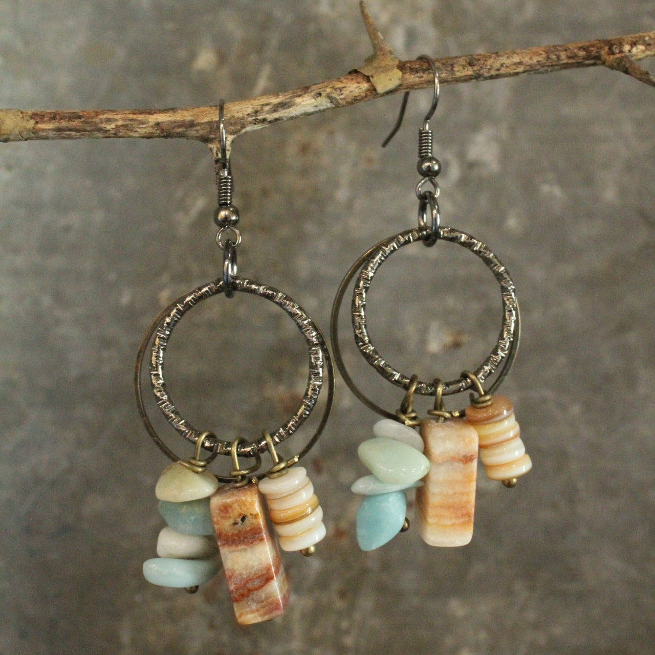 Bohemian Stone & Link Earrings