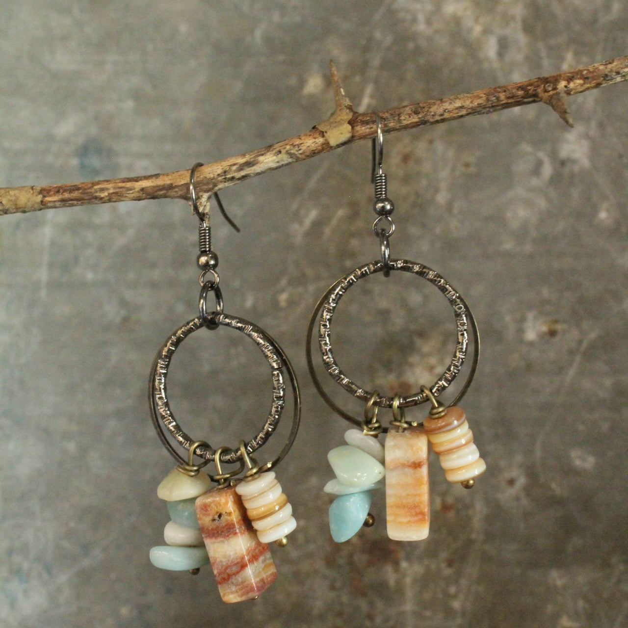 Bohemian Stone & Link Earrings