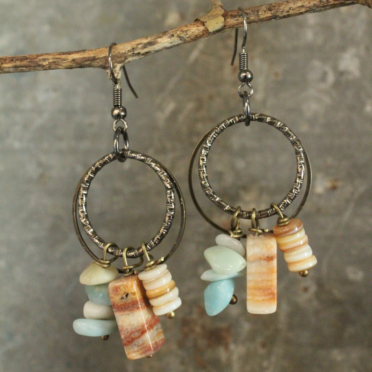 Bohemian Stone & Link Earrings