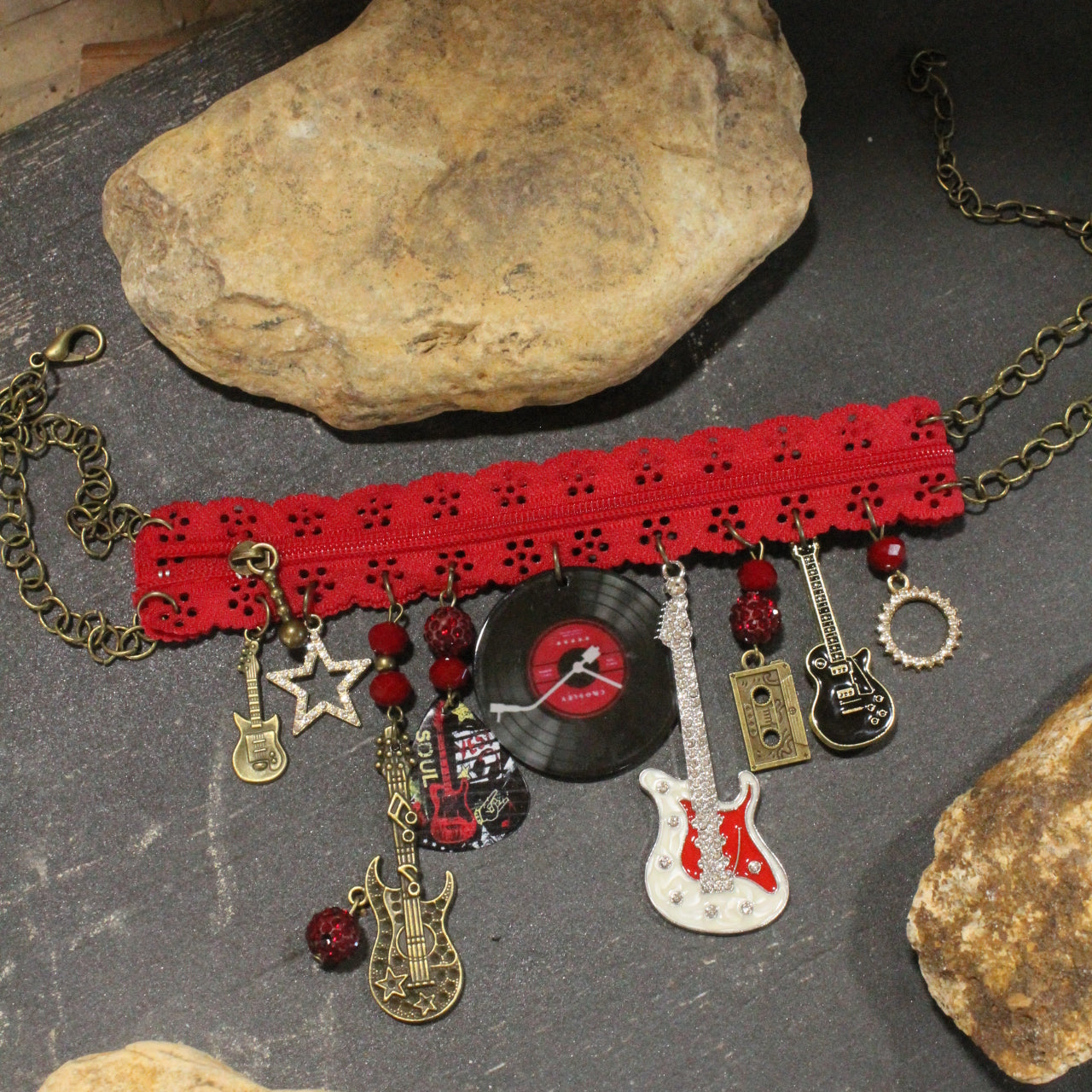 All Choked Up Red Disco Necklace