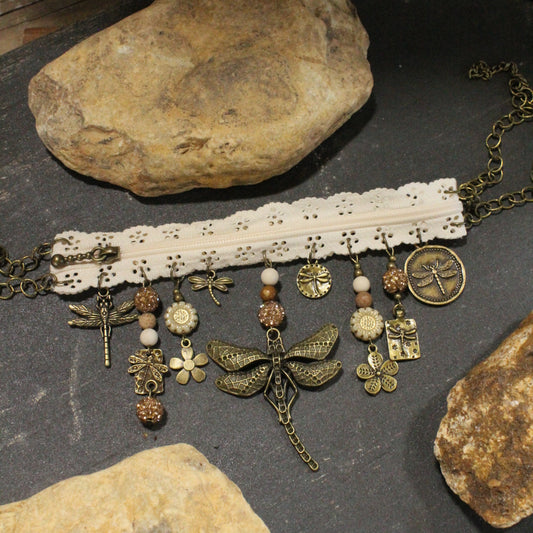 All Choked Up Ivory Dragonfly Necklace