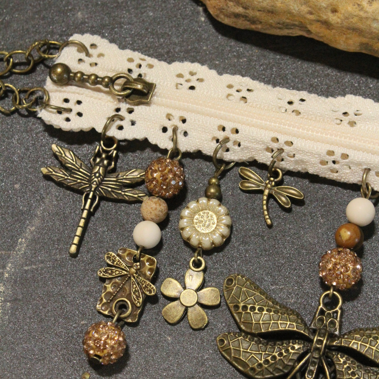 All Choked Up Ivory Dragonfly Necklace
