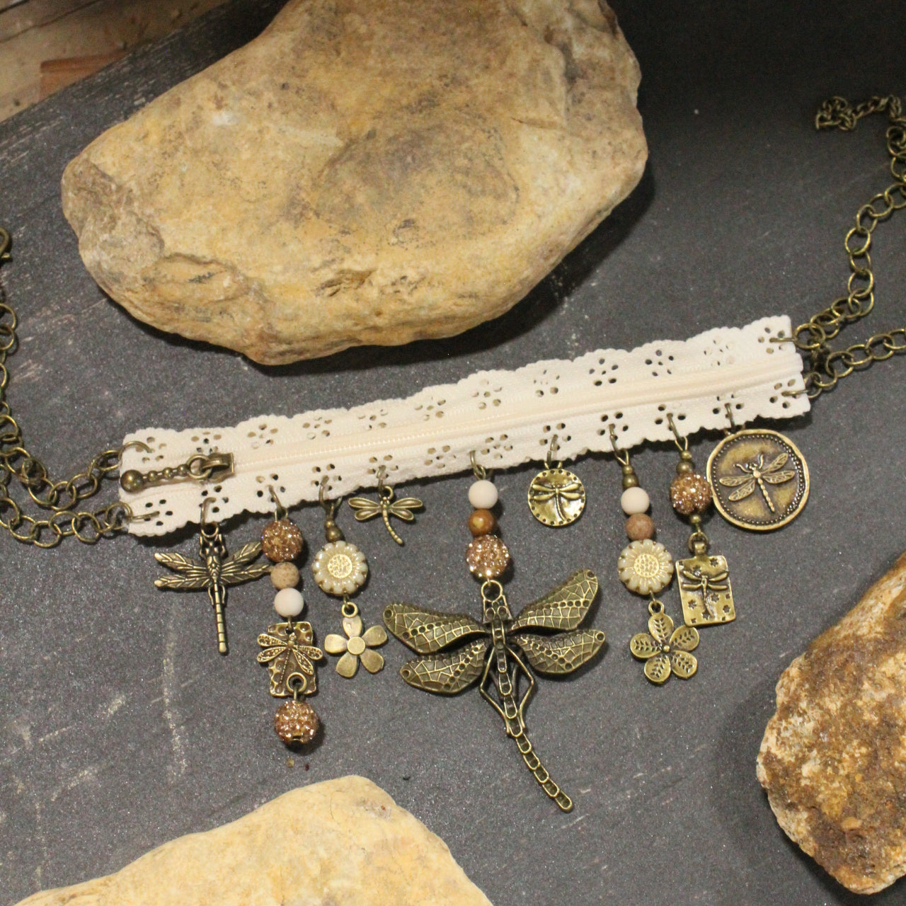 All Choked Up Ivory Dragonfly Necklace