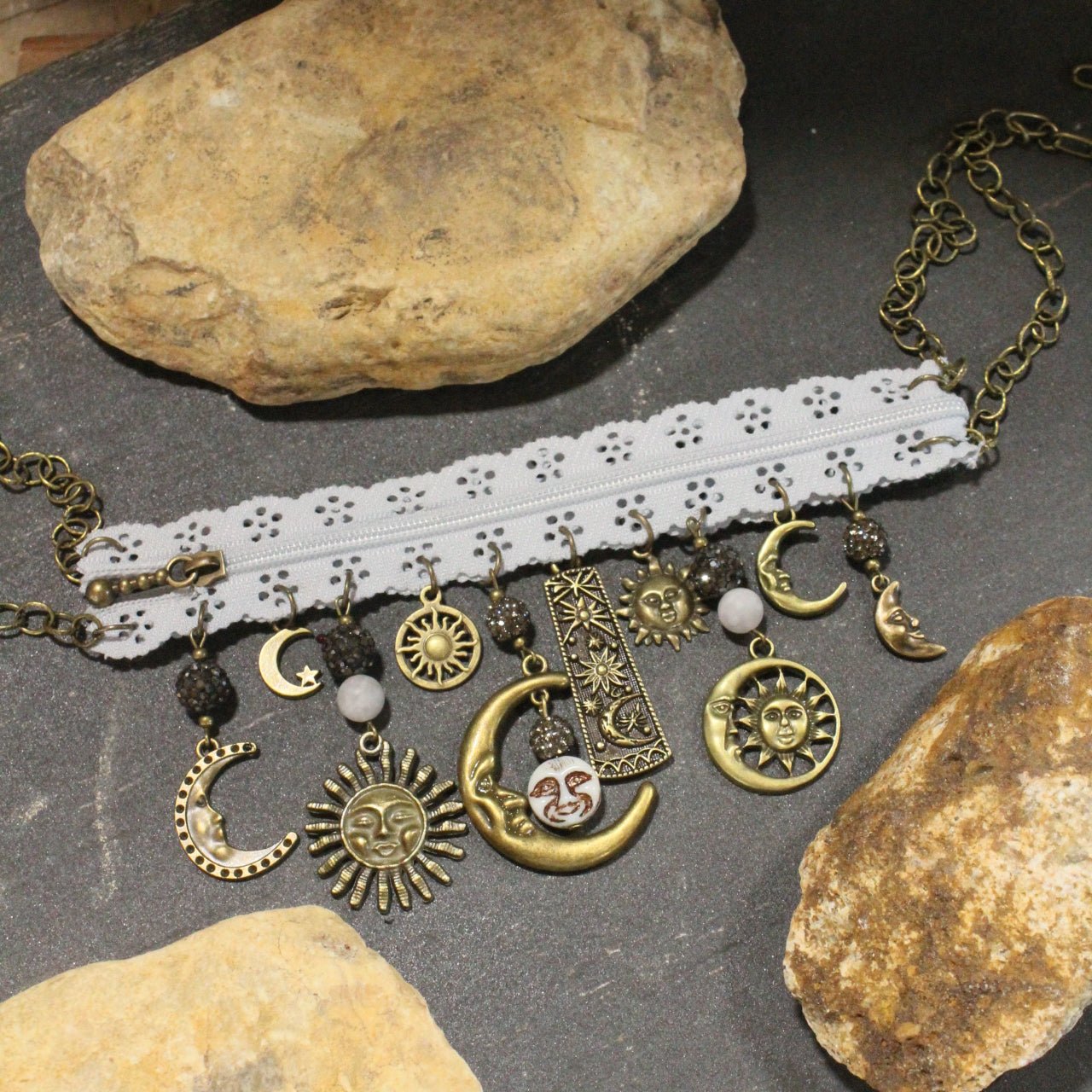 All Choked Up I See The Moon... The Moon Sees Me Gray Necklace