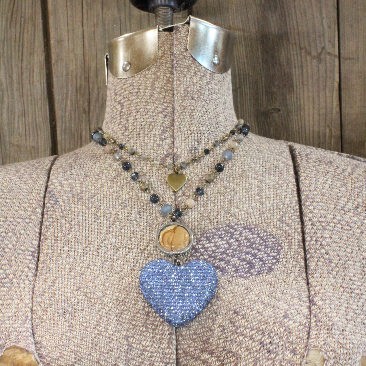 Dazzling Blue Heart Layered Necklace