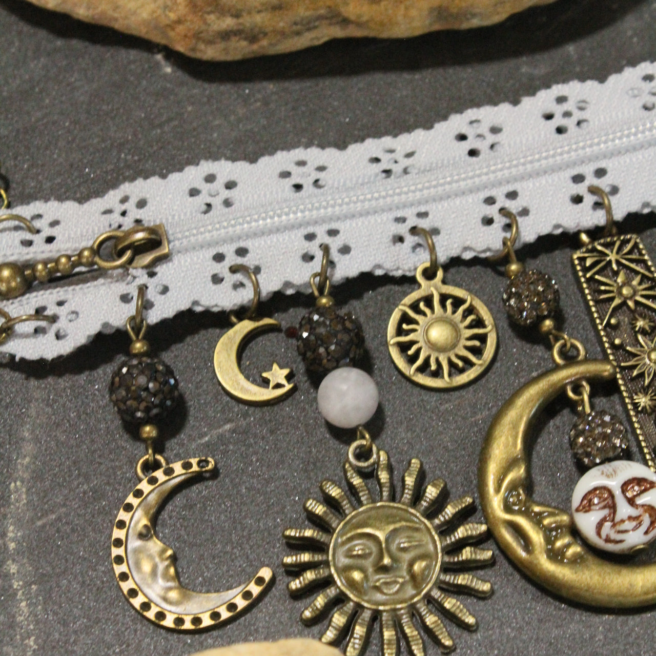 All Choked Up I See The Moon... The Moon Sees Me Gray Necklace