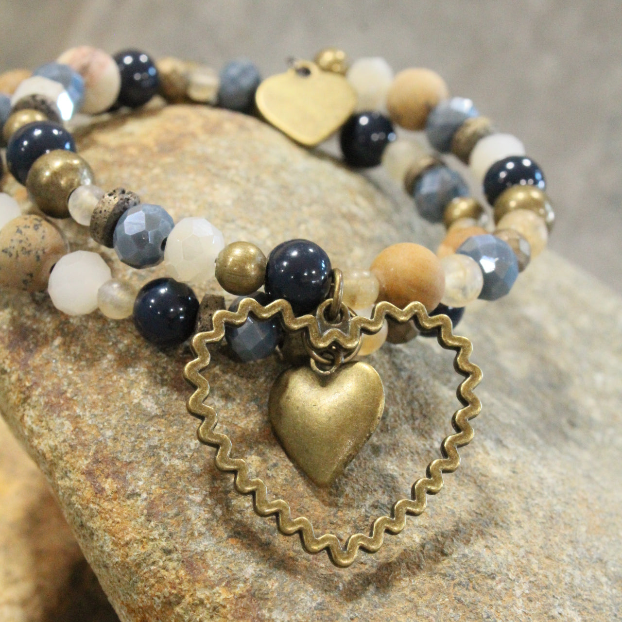 Dazzling Blue Heart Wrap Bracelet