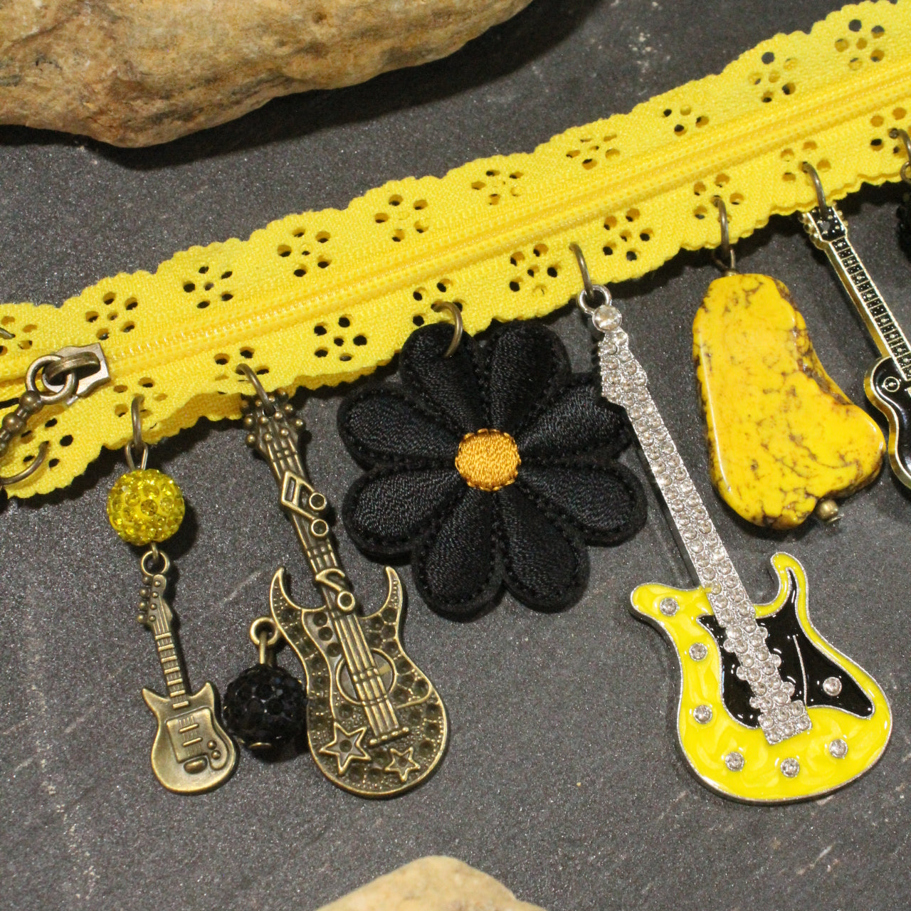 All Choked Up Yellow Guitar Necklace