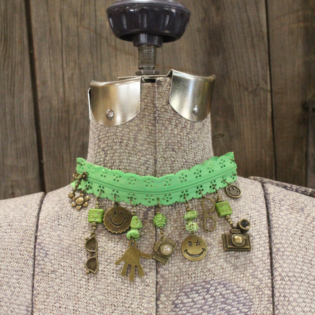All Choked Up Green Hippy Chic Necklace