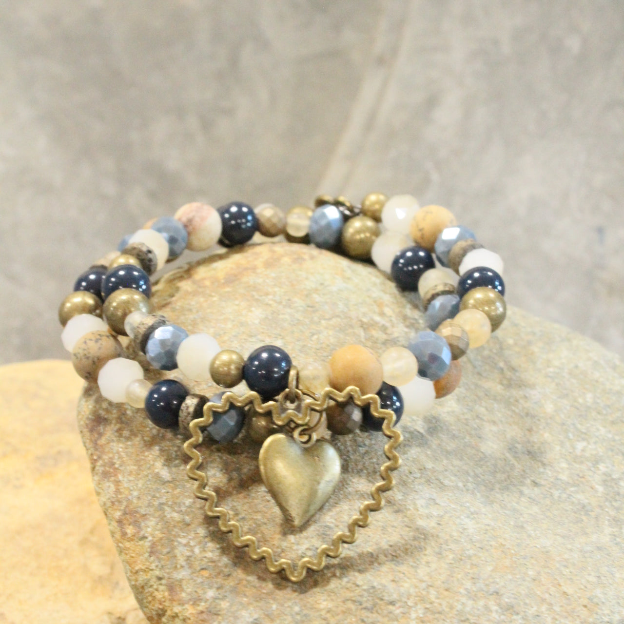 Dazzling Blue Heart Wrap Bracelet