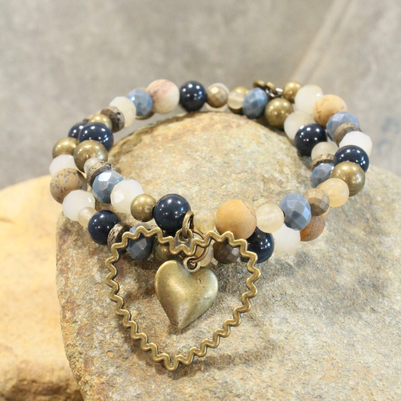 Dazzling Blue Heart Wrap Bracelet