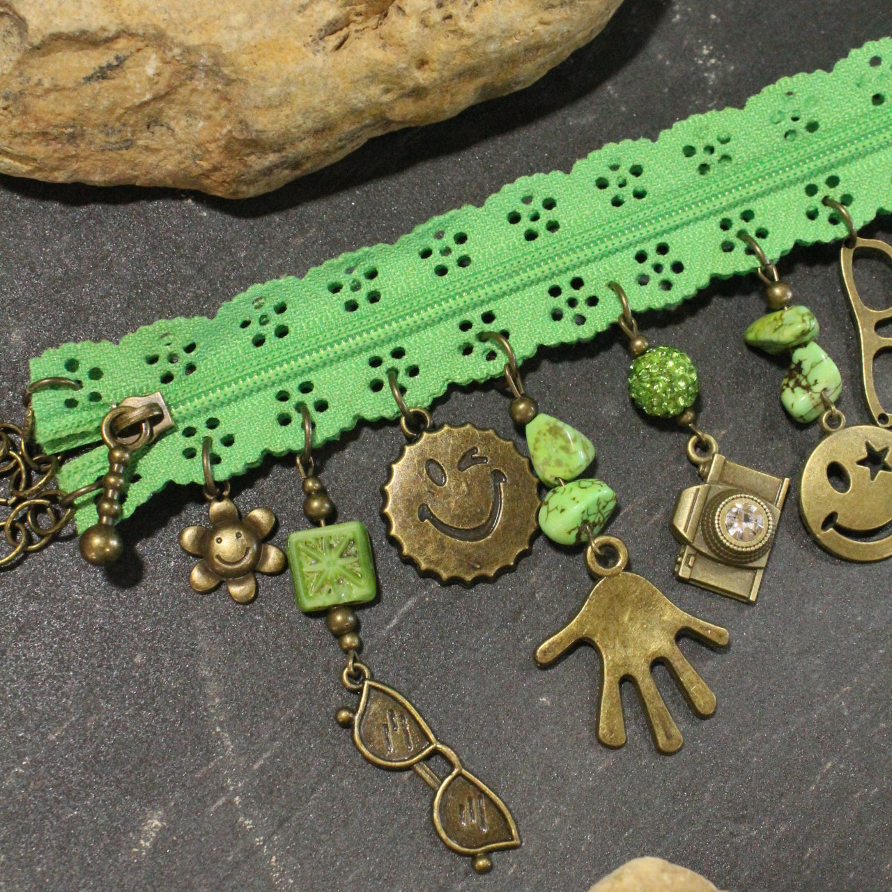 All Choked Up Green Hippy Chic Necklace