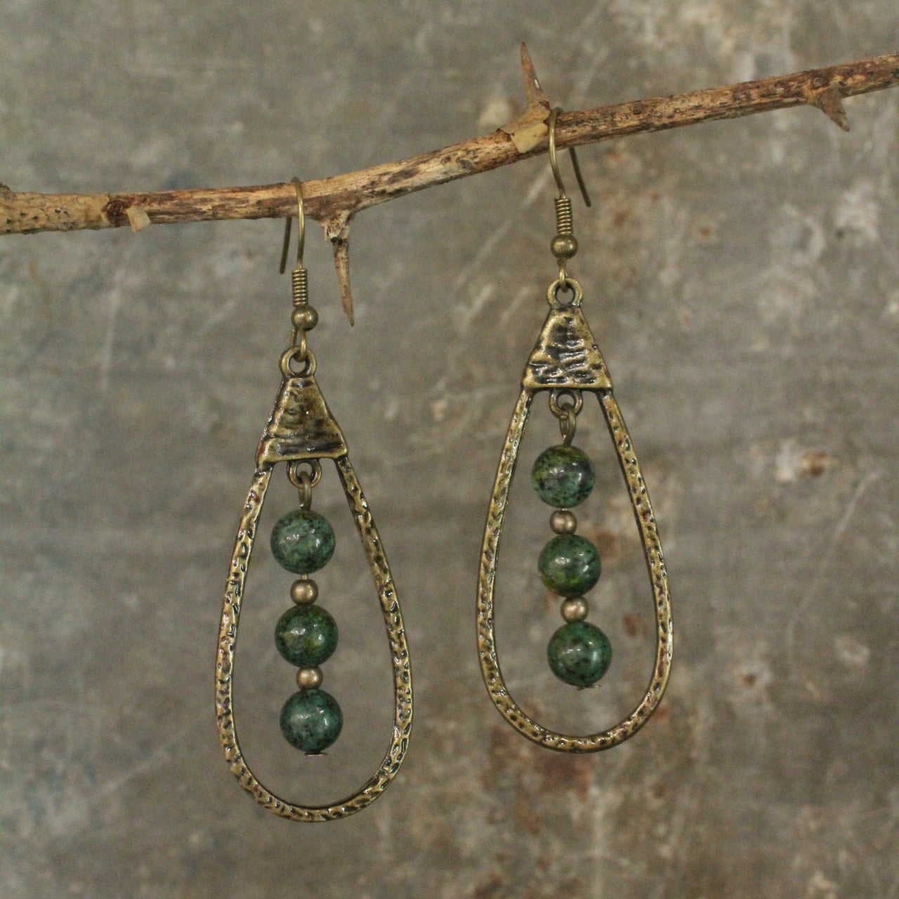 Bohemian Metal Drop Natural Stone Earrings