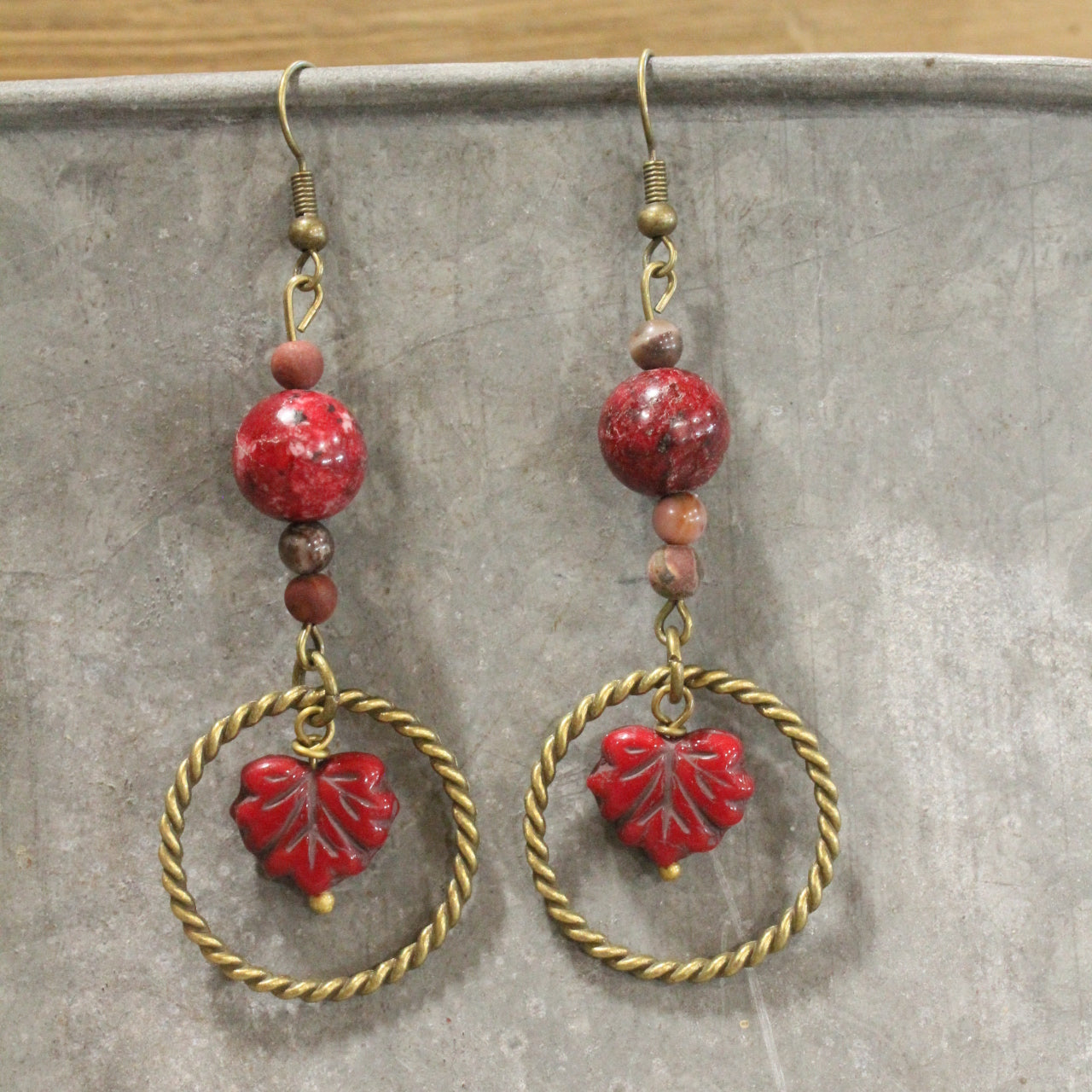 Burning Leaves Dangle Drop Earrings