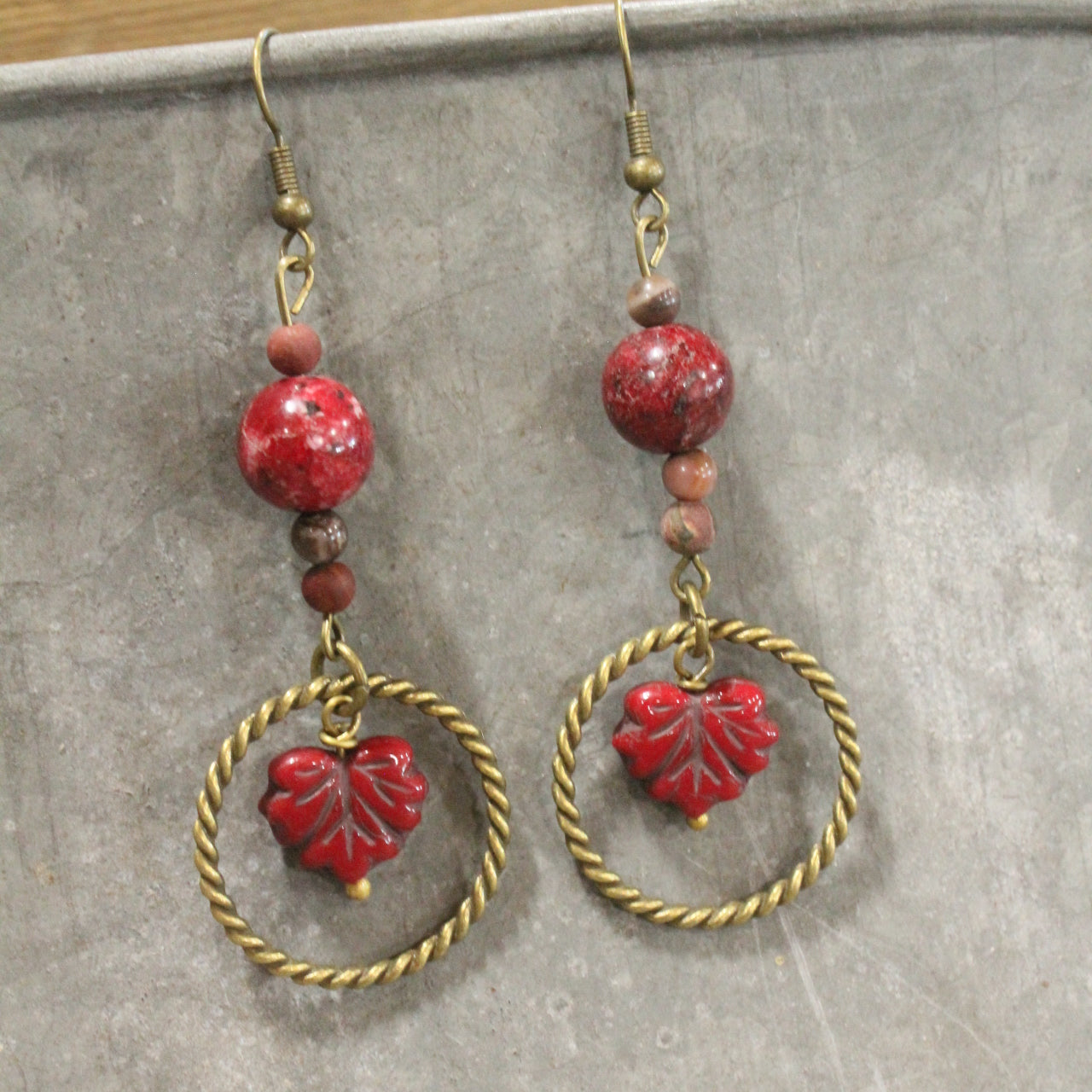 Burning Leaves Dangle Drop Earrings