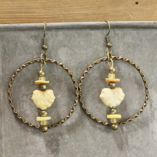 Peaceful Setting Fall Leaves Dangle Drop Earrings