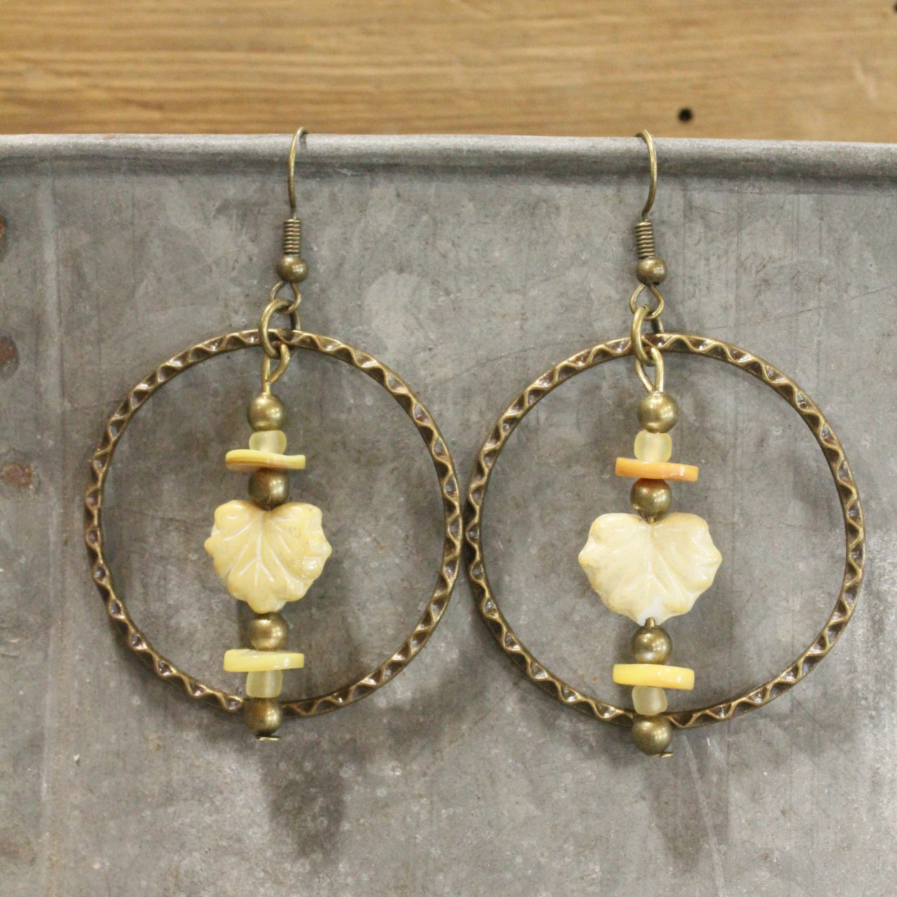 Peaceful Setting Fall Leaves Dangle Drop Earrings