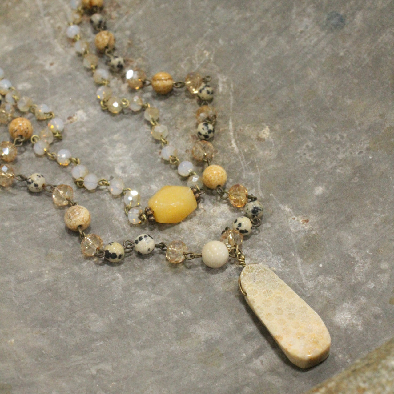 Bohemian Layered Mixed Stone Earth Tone Necklace