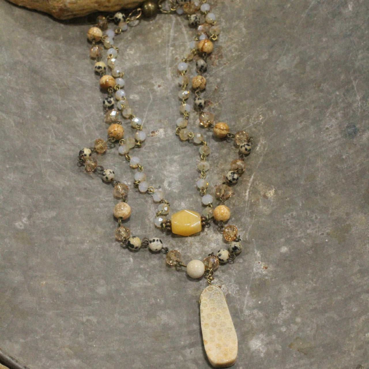 Bohemian Layered Mixed Stone Earth Tone Necklace