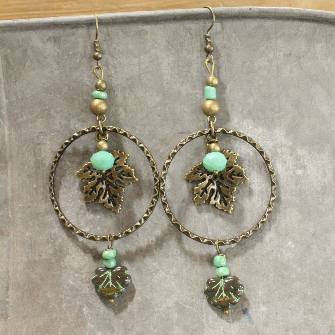 Cascading Mint Leaves Dangle Drop Earrings