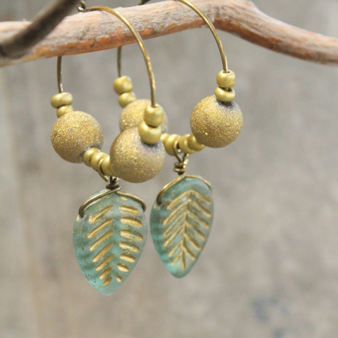 Golden Fall Leaves Dangle Drop Earrings