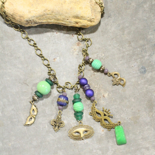 Masquerade Mardi Gras Charmed Necklace