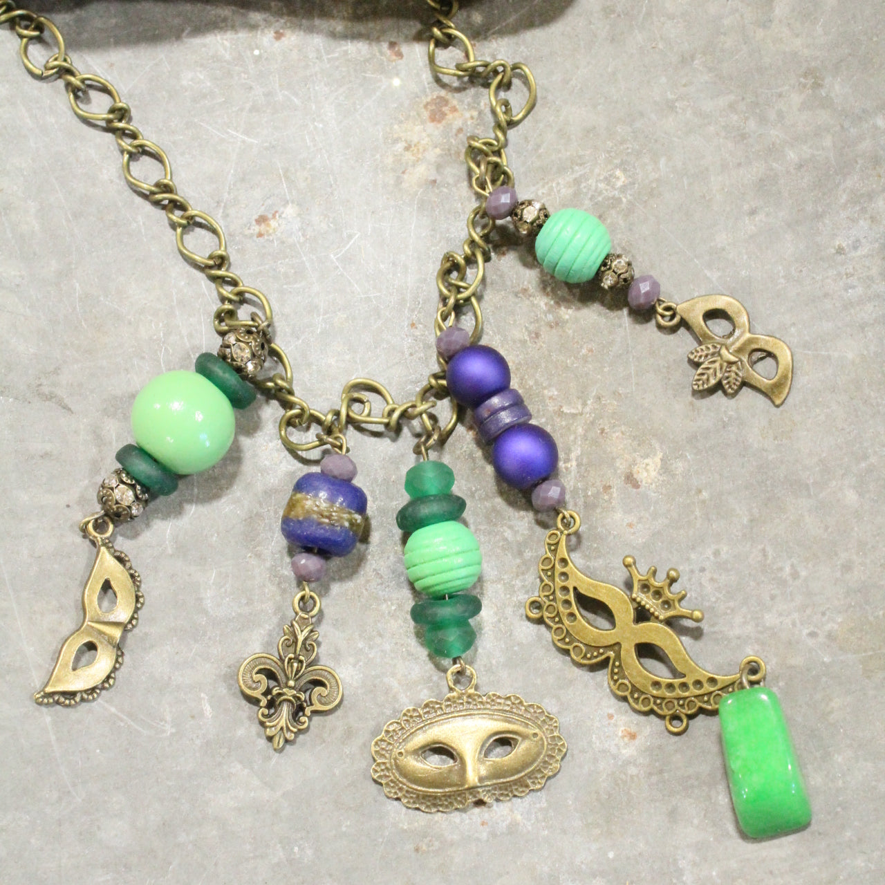 Masquerade Mardi Gras Charmed Necklace